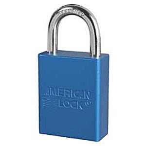 AMERICAN LOCK 1105 Blue Anodized Aluminum Body Safety Lockout Padlock: 1" Shackle